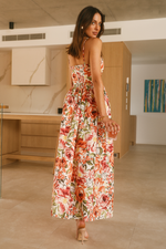 *Madeira Midi Dress (Orange Floral)