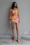 Sage Asymmetrical Neckline One Long Sleeve Dress