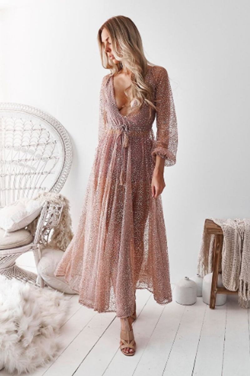 Nala Glitter Gown Dress (Rose Gold)