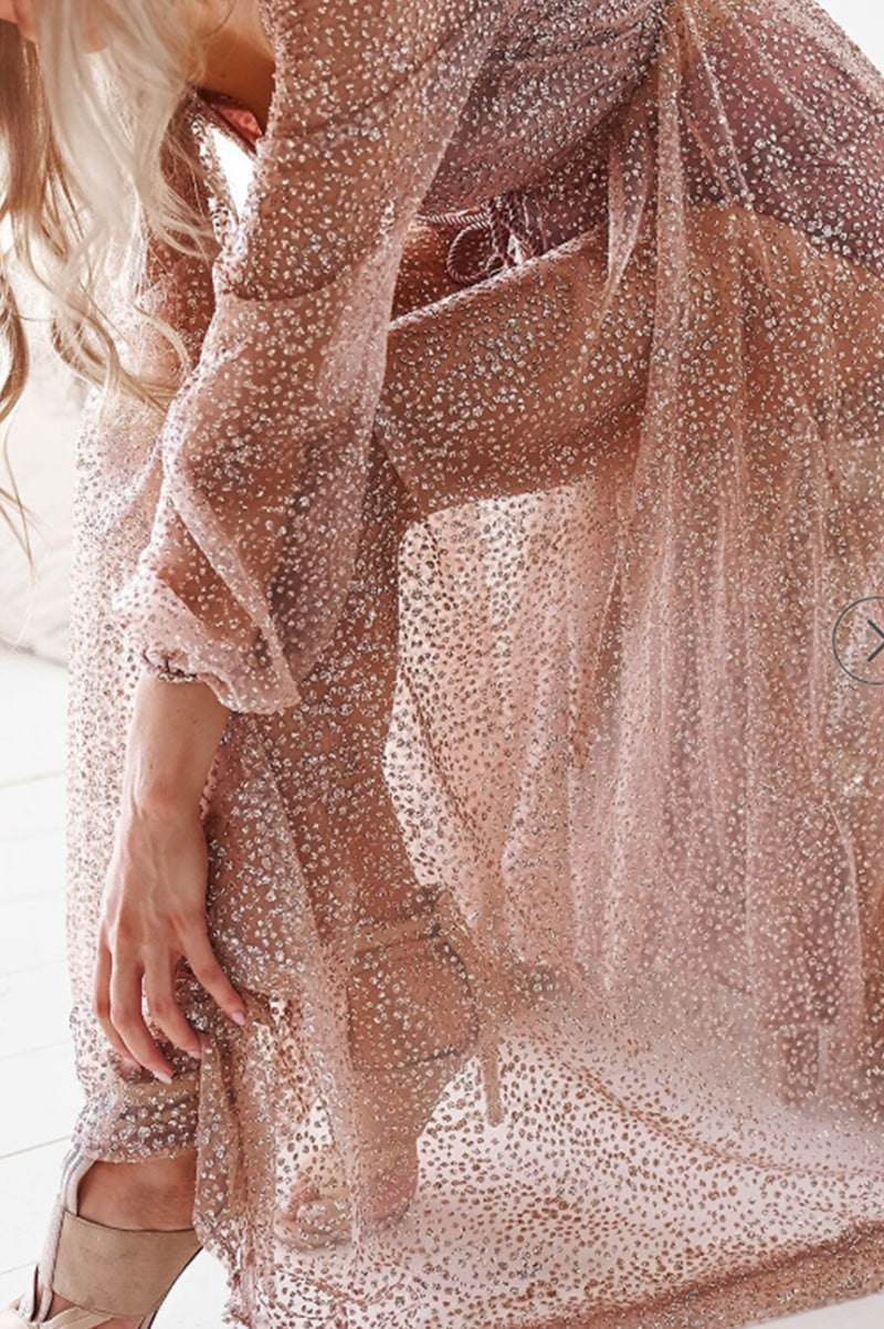 Moralsk uddannelse Stole på honning Nala Glitter Gown Dress (Rose Gold) | UsTrendy