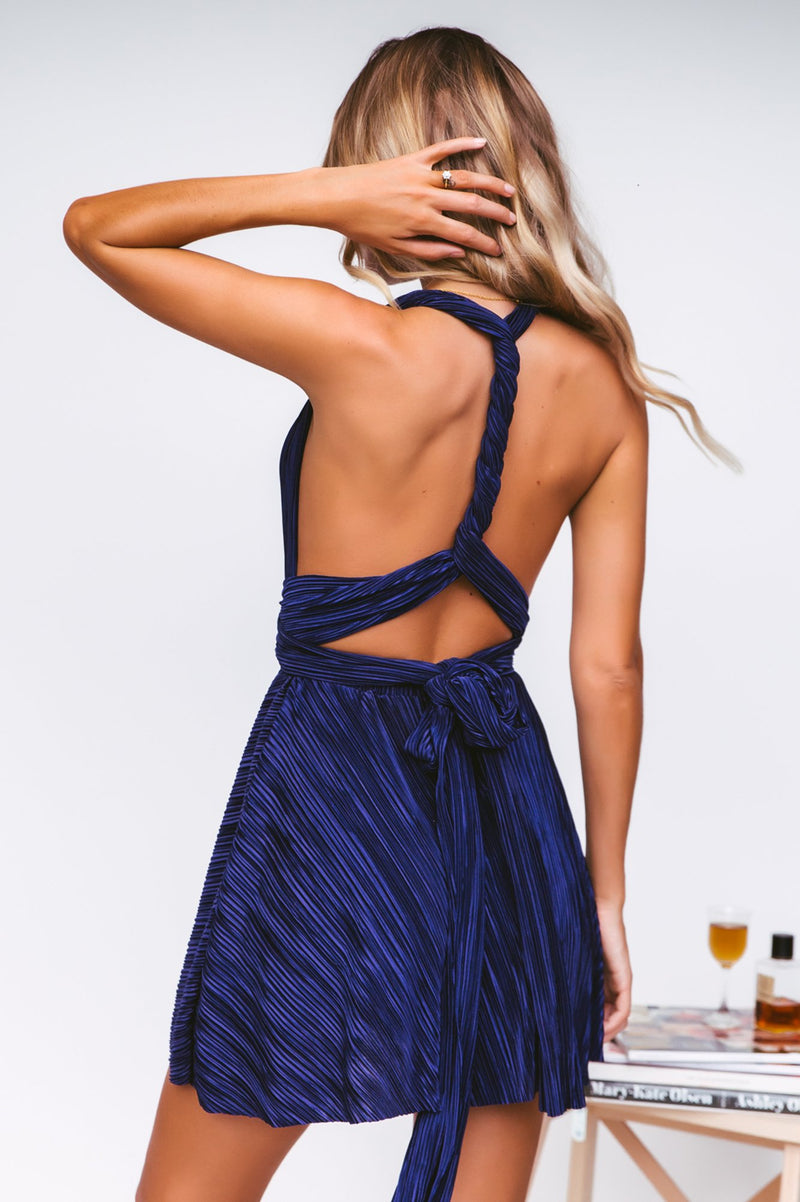 SAINT KARDASHIAN WEST, CHI KARDASHIAN WEST, KKW BEAUTY, PROM DRESS, PARTY DRESS, NAVY, MULTIWAY DRESS