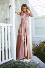 The Perfect Date Satin Maxi Dress (Mocha) - BEST SELLING