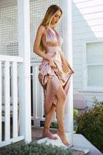 The Perfect Date Satin Maxi Dress (Mocha) - BEST SELLING