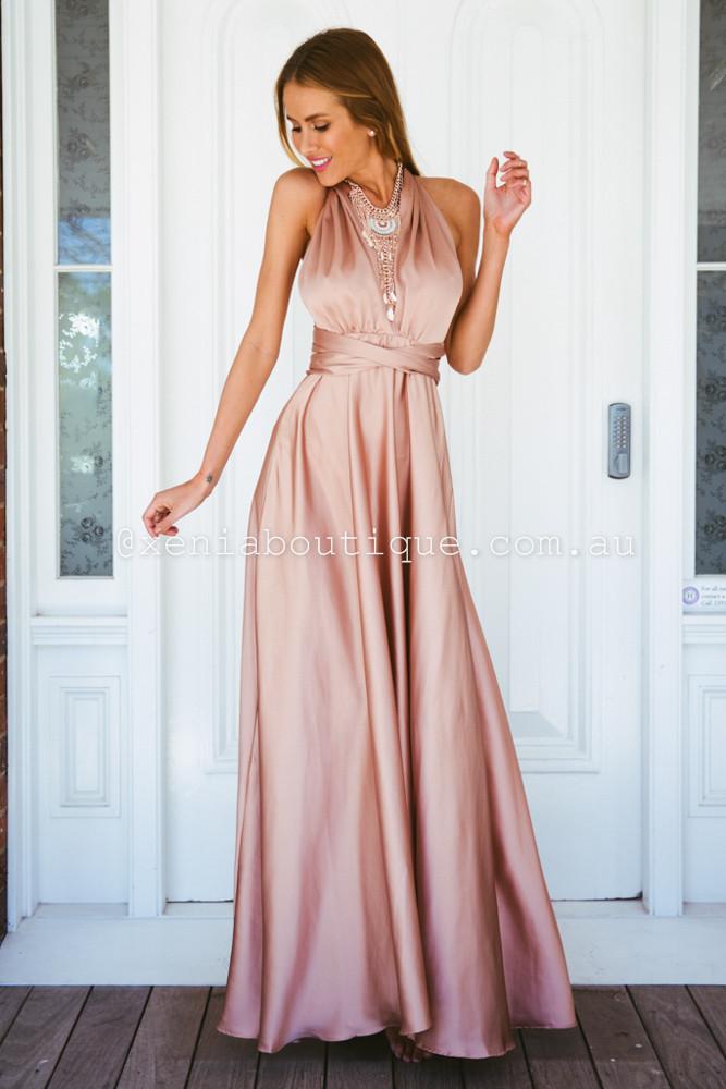The Perfect Date Satin Maxi Dress (Mocha) - BEST SELLING