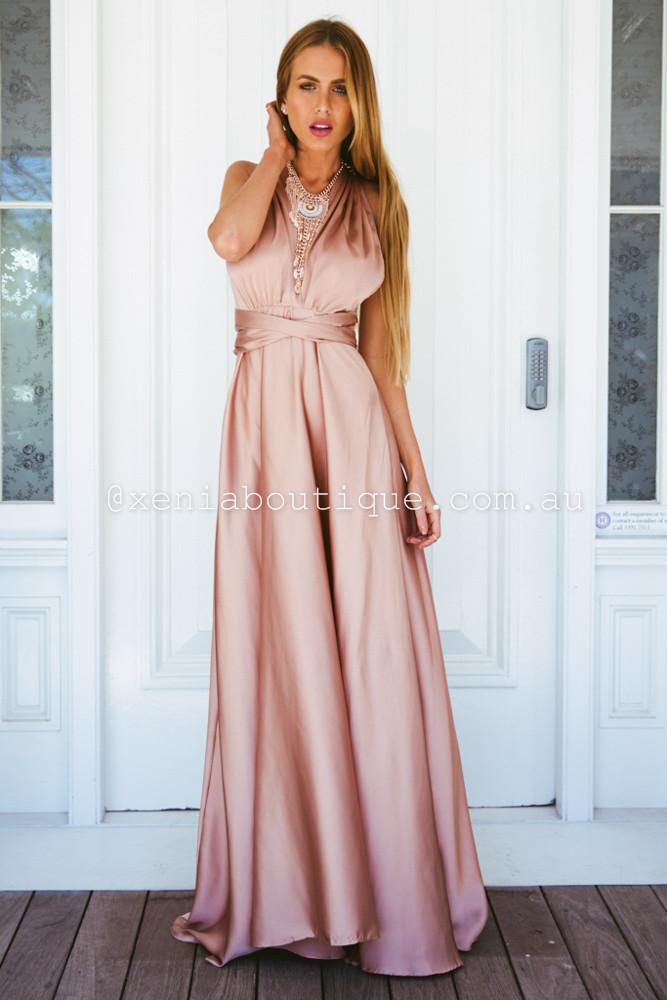 The Perfect Date Satin Maxi Dress (Mocha) - BEST SELLING