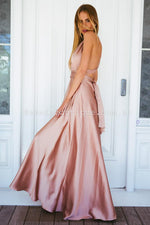 The Perfect Date Satin Maxi Dress (Mocha) - BEST SELLING