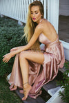 The Perfect Date Satin Maxi Dress (Mocha) - BEST SELLING