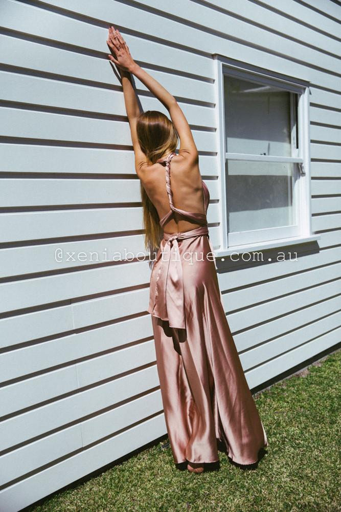 The Perfect Date Satin Maxi Dress (Mocha) - BEST SELLING