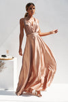 The Perfect Date Satin Maxi Dress (Mocha) - BEST SELLING