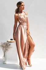 The Perfect Date Satin Maxi Dress (Mocha) - BEST SELLING