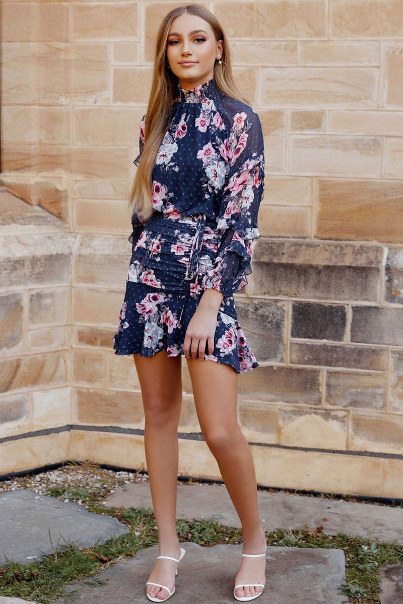 Piper Dress (Navy Floral)