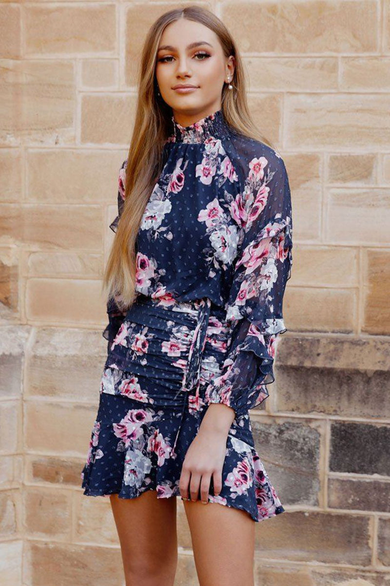 Piper Dress (Navy Floral)