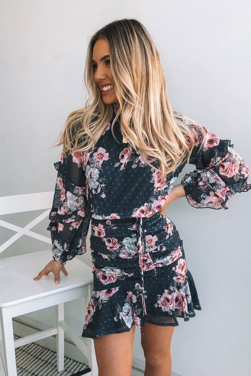 Piper Dress (Navy Floral)