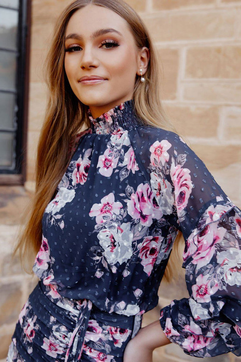 Piper Dress (Navy Floral)