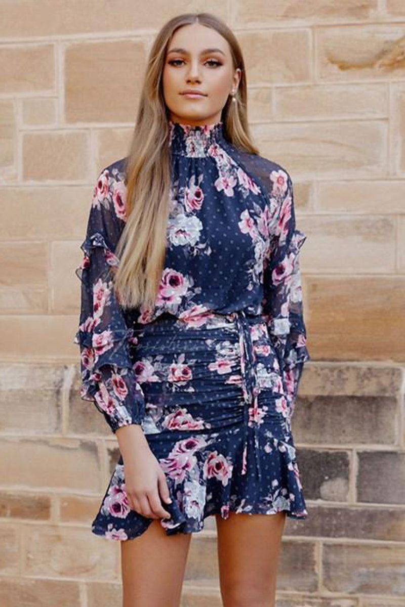 Piper Dress (Navy Floral)