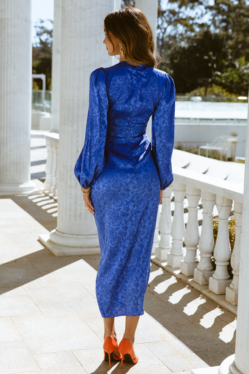royal blue midi dress Roxie Midi Dress (Royal Blue), S