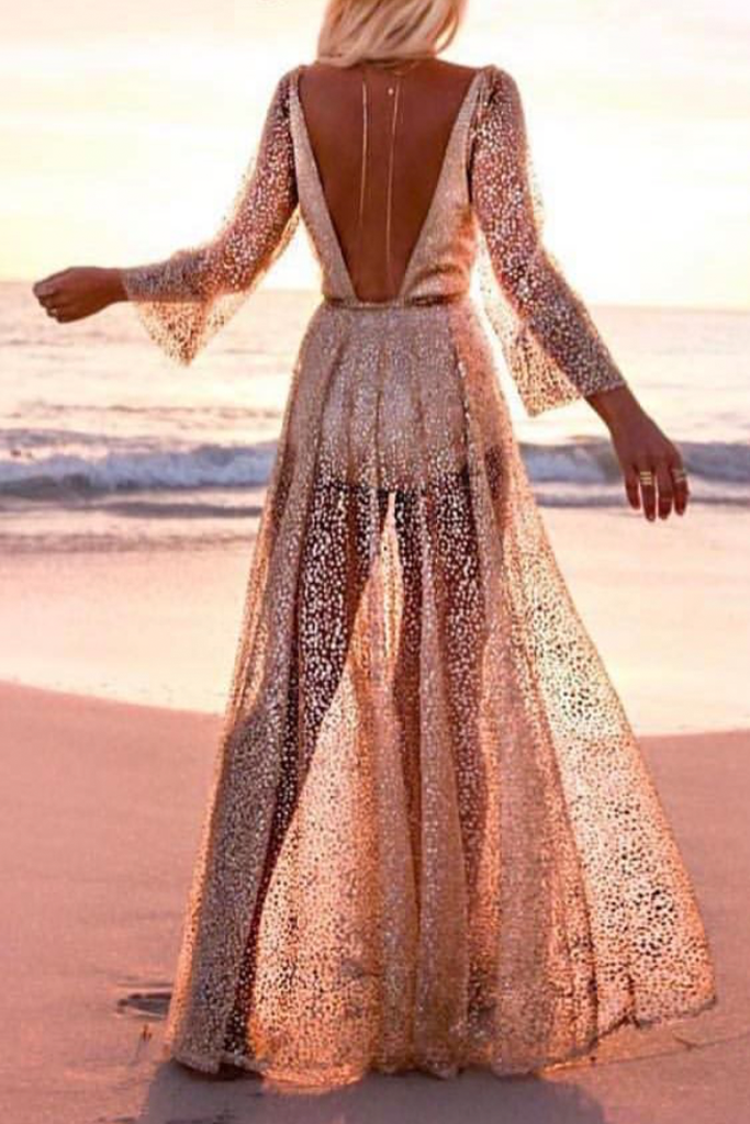 Nala Glitter Gown Dress (Gold)