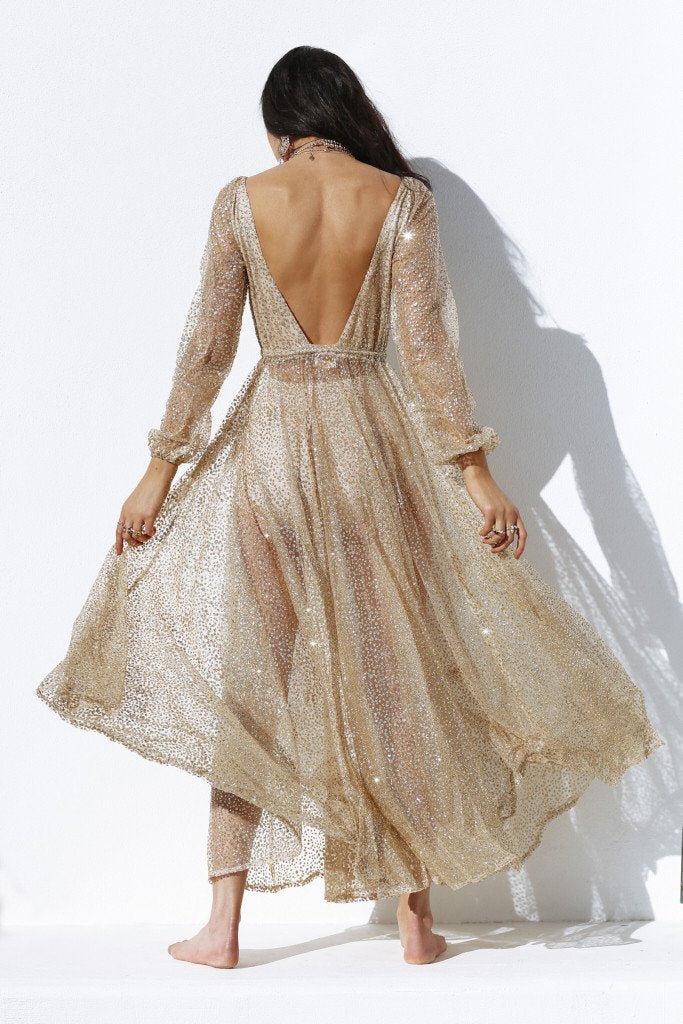 Nala Glitter Gown Dress (Gold)