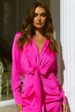 Skylar Shirt Dress (Fuchsia)