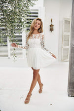 White Floral Embroidered Top Dress with Tulle Bottom