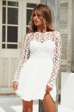 White Floral Embroidered Top Dress with Tulle Bottom