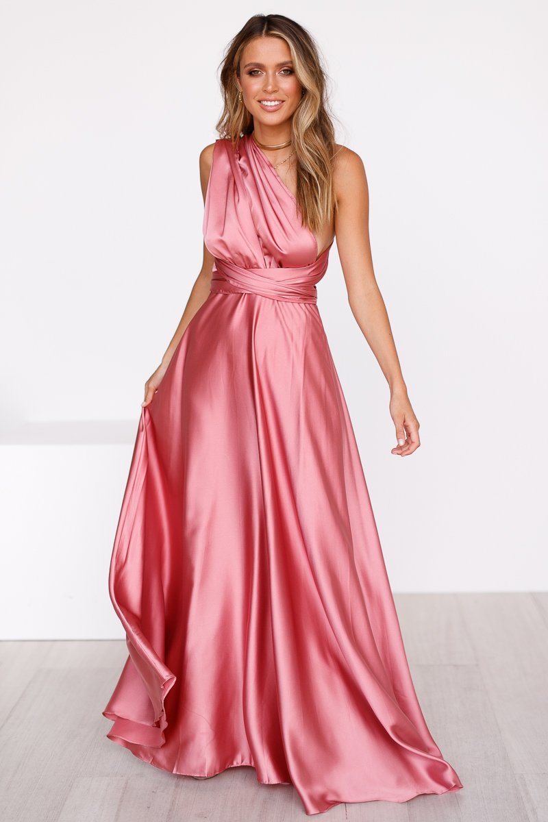 The Perfect Date Satin Maxi Dress (Rose)