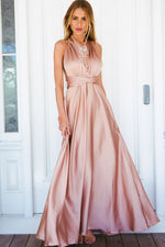 The Perfect Date Satin Maxi Dress (Mocha) - BEST SELLING