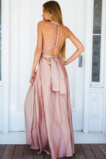 The Perfect Date Satin Maxi Dress (Mocha) - BEST SELLING