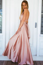 The Perfect Date Satin Maxi Dress (Mocha) - BEST SELLING