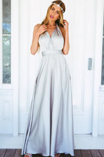 The Perfect Date Satin Maxi Dress (Silver) - BEST SELLING