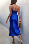 Royal Blue Midi Length Twist Cut Out Slip Dress