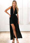 Black Crochet Lace Back Detail Maxi Dress