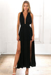 Black Crochet Lace Back Detail Maxi Dress