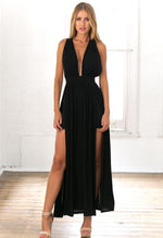 Black Crochet Lace Back Detail Maxi Dress