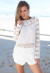 White Sheer Crochet Daisy Top