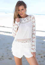 White Sheer Crochet Daisy Top