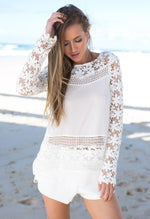 White Sheer Crochet Daisy Top