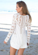 White Sheer Crochet Daisy Top