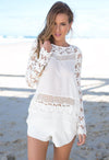 White Sheer Crochet Daisy Top