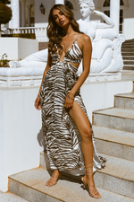 Zahara Maxi Dress (Brown Zebra)
