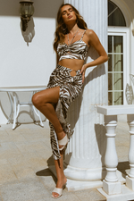 Zahara Halter Top (Brown Zebra)