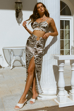 Zahara Halter Top (Brown Zebra)