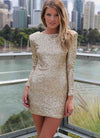 GOLD SEQUIN LONG SLEEVE BODYCON DRESS