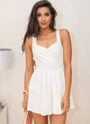 White Heart Cutout Dress with Fitted Bodice & Pleated Skirt