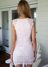Drape Mini Dress with Light Pink Lace Overlay