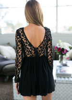Black Floral Embroidered Top Dress with Tulle Bottom